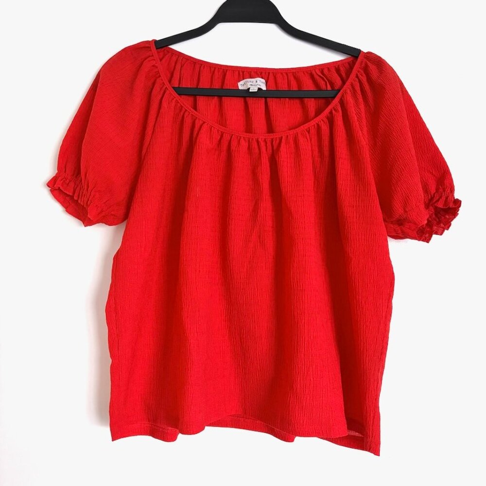 Madewell Texture & Thread Peasant Top Red Size Medium